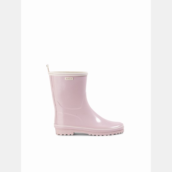 Aigle The Classic And Feminine Patent Ankle Rain Boots Women Pink ZA-10834